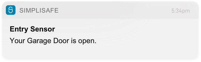 text message: Your Garage Door is open.